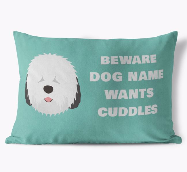 Beware of Cuddles: Personalized {breedFullName} Soft Touch Pillow